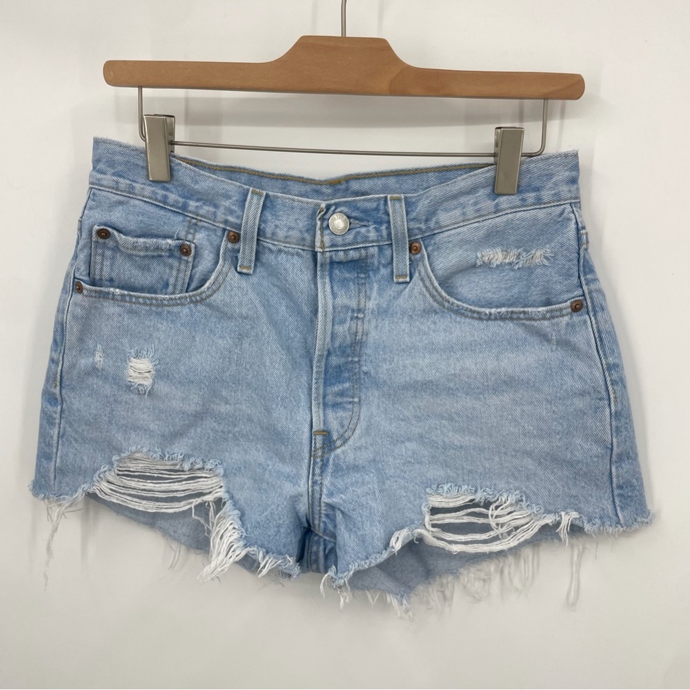 Levi’s 501 Distressed denim jean Shorts Sz 28‎ Blue 56327